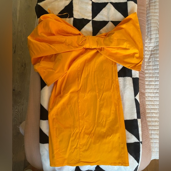 Zara Yellow Bow Mini Dress-NWT - Picture 6 of 8